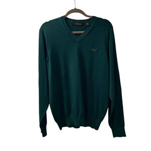 Greg Norman‎ Mens Cotton Hunter Green V-Neck Sweater Size Large